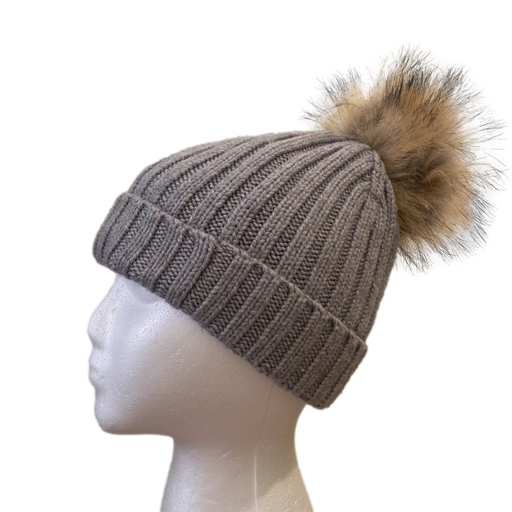 J. Crew Pom Pom gray beanie hat . Very good condition